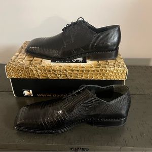 David Eden size 12 men dress shoes. Black Hand Made Genuine Teju Lizard.
